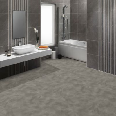 Sol Vinyle Textile Rénove - Envers gris - Béton lissé gris taupe - Rouleau de 4m x 20m