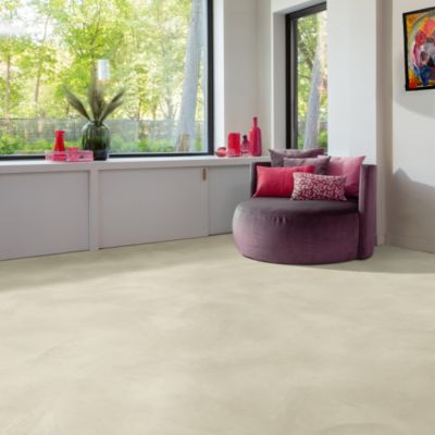 Sol Vinyle Textile Rénove - Envers gris - Béton lissé ivoire - Rouleau de 2m x 6m