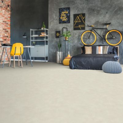 Sol Vinyle Textile Rénove - Envers gris - Béton lissé ivoire - Rouleau de 4m x 9m