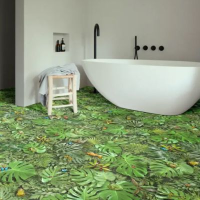 Sol Vinyle Textile - Relief 3D - Imprimé Faune et flore tropicale - Rouleau de 1m x 18m