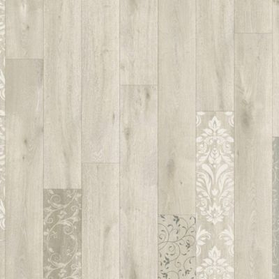 Sol Vinyle Textile - Relief 3D - Imprimé parquet clair effet pochoir volutes - Rouleau de 2m x 24m