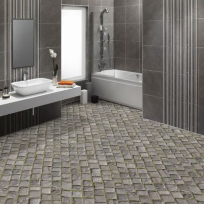 Sol Vinyle Textile - Relief 3D - Imprimé pavés anciens de ville - Rouleau de 4m x 25m