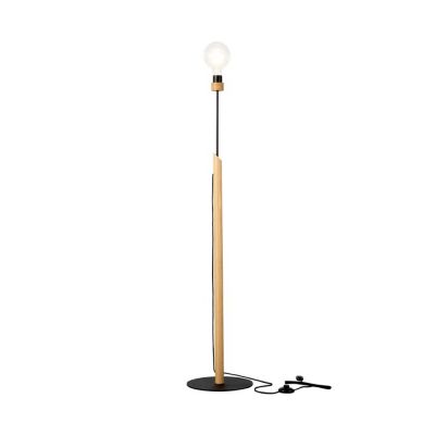 Solange Lampadaire 1xE27 Max.60W Chêne huilé/Métal Noir/Câble en Tissu Noir
