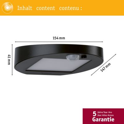 Solar Applique d'extérieur LED Ryse Détecteur de mouvement IP44 3000K 30lm Anthracite