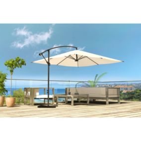 Solenzara à LED écru : Parasol à LED déporté 3x3m degrés SOLENZARA