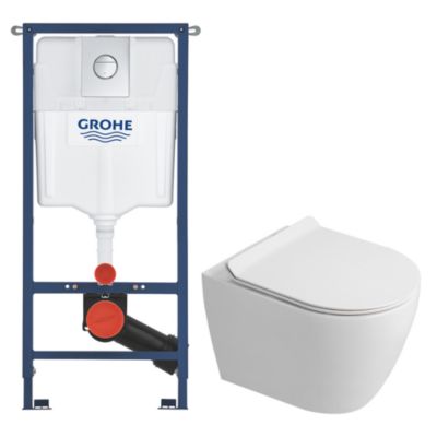 Solido pack WC kit bâti-support 4 en 1 + WC suspendu sans bride Ceramia ...