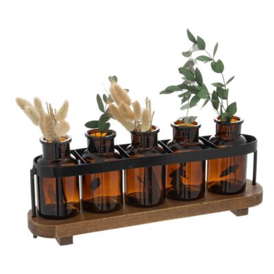 Soliflore 5 fleurs en bois H34cm - Atmosphera