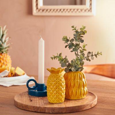 Soliflore ananas "Yuca" céramique H10cm- Blanc- Atmosphera