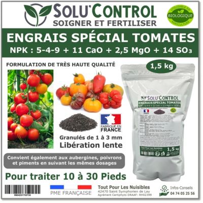 SOLU'CONTROL - 1,5 kg d' Engrais Spécial Tomates, Aubergines, Poivrons, Piments - Formulation haute qualité Organo-Minerale - UAB