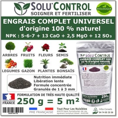 SOLU'CONTROL - 5 kg d'engrais COMPLET universel et équilibré - Utilisable en Agriculture Biologique
