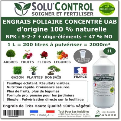 SOLU'CONTROL - Engrais Foliaire Naturel 1 L - Croissance, Floraison et Vitalite