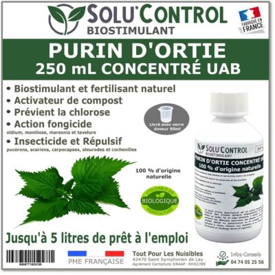 SOLU'CONTROL - Purin d Ortie Naturel - 250 ml Produit Végétal - Stimule la Croissance et Renforce les Plantes