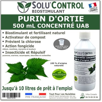 SOLU'CONTROL - Purin d Ortie Naturel - 500 ml - Produit Végétal - Stimule la Croissance et Renforce les Plantes