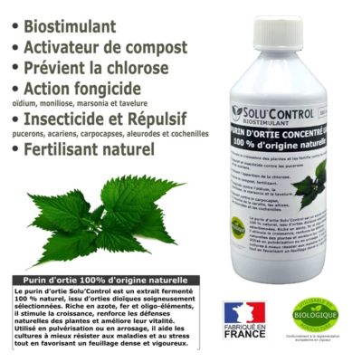 SOLU'CONTROL - Purin d Ortie Naturel - 500 ml - Produit Végétal - Stimule la Croissance et Renforce les Plantes