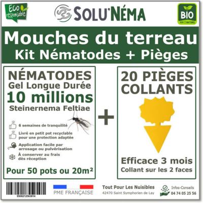 Solunéma - Kit Anti Mouches du Terreau 10 Millions de Nématodes + 20 ...