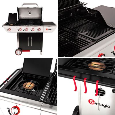 SOMAGIC - Barbecue au gaz MANHATTAN 450GPI - 4 brûleurs + réchaud 14kW