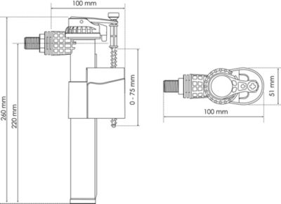 Somatherm For You - Robinet flotteur pour WC à alimentation latérale - Raccord laiton M12/17 (3/8 )