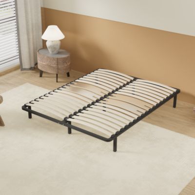Sommier 140 x 190 cm à lattes en bois - Renfort lombaire - 7 Pieds - Résistant, stable et durable