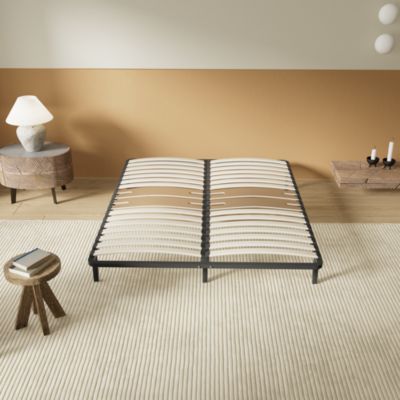 Sommier 140 x 190 cm à lattes en bois - Renfort lombaire - 7 Pieds - Résistant, stable et durable