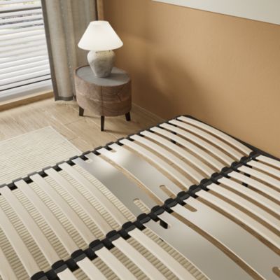 Sommier 140 x 190 cm à lattes en bois - Renfort lombaire - 7 Pieds - Résistant, stable et durable