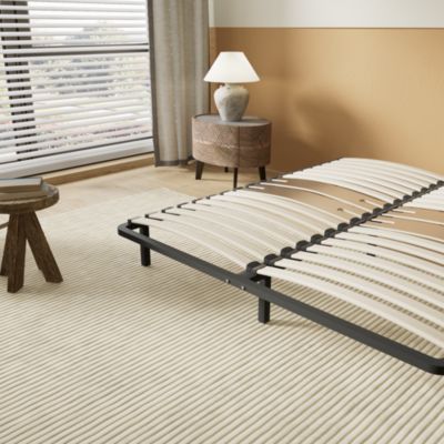 Sommier 140 x 190 cm à lattes en bois - Renfort lombaire - 7 Pieds - Résistant, stable et durable
