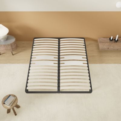 Sommier 140 x 190 cm à lattes en bois - Renfort lombaire - 7 Pieds - Résistant, stable et durable