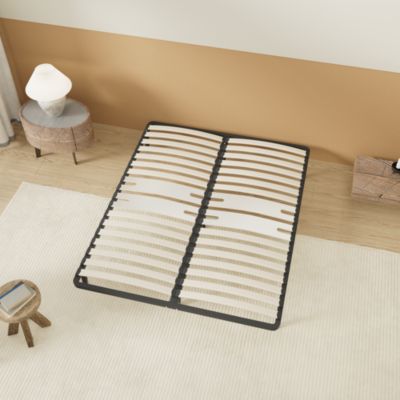 Sommier 160 x 200 cm à lattes en bois - Renfort lombaire - 7 Pieds - Résistant, stable et durable
