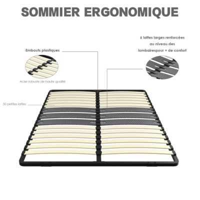 Sommier 160x200 cm, 2x15 lattes, lit avec sommier à lattes, sans pieds