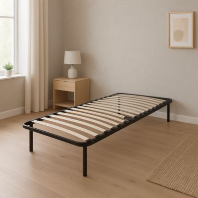 Sommier 80x190 cm - Solide et Confortable x 29 cm - Cadre à Lattes + 6 Pieds en Métal - Épaisseur Métal 1,2 mm - 14 Lattes en 9 mm