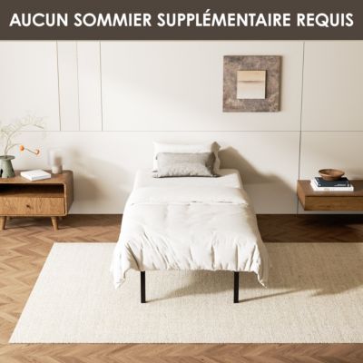 Sommier cadre à lattes 90x190 cm, 1x14 rangs,6 repose-pieds