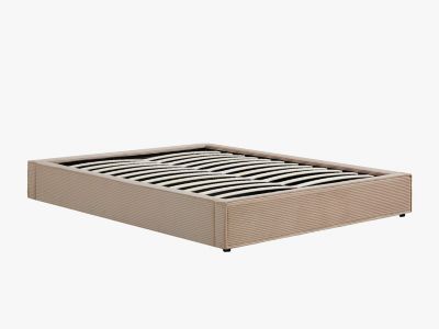 Sommier coffre 180 x 200 cm en velours côtelé - Beige - KARESO de YSMÉE