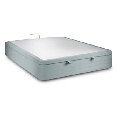 Sommier Coffre Velours Gris bleuté 140x190 H39cm