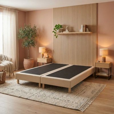 Sommier déco tapissier Beige 160x200 (2x80x200)
