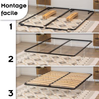 Sommier Ergonomique à Lattes Larges En Bouleau 180x200 Cm Sans Pieds
