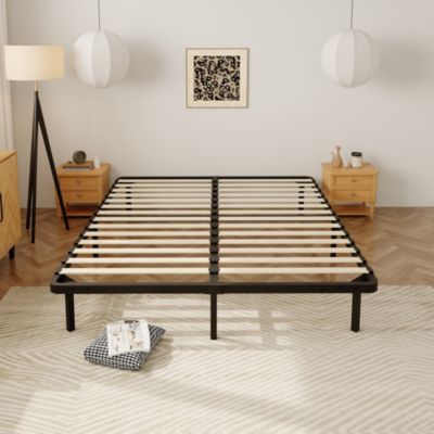 Sommier à Lattes sur Pieds,7 Pieds Inclus, Lit 2x14 Latte,160x200 CM