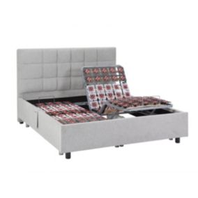 Sommier électrique de relaxation déco 2x65 plots - 2 x 80 x 200 cm - Tissu - Gris - PITUS de DREAMEA