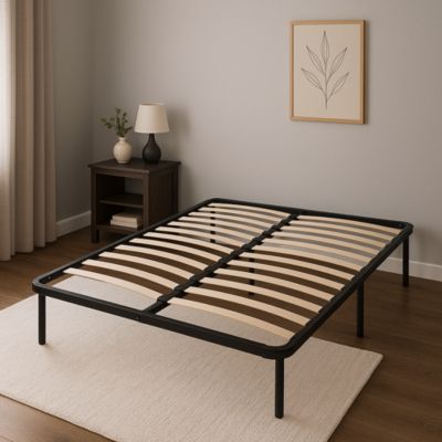 Sommier Metal 140x200 cm - Cadre à lattes Julie avec pieds 29 cm - Epaisseur métal 1,2 mm - 14 lattes en 9 mm - L et durabilité