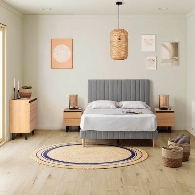 Sommier + tête de lit Eris 160x200 cm Gris clair