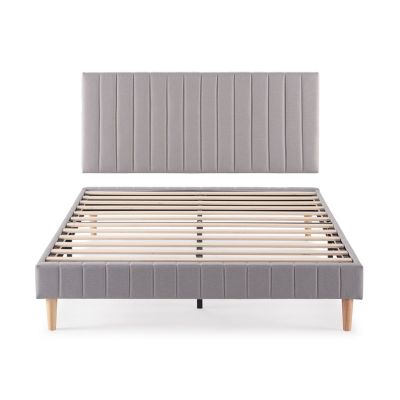Sommier + tête de lit Eris 160x200 cm Gris clair