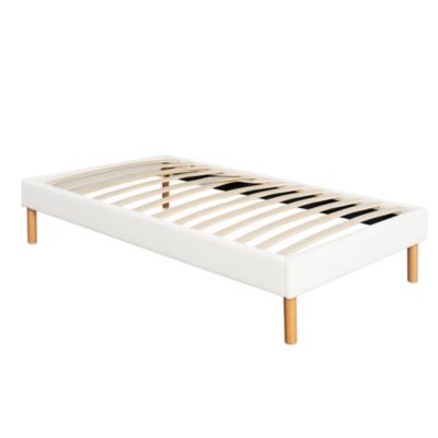 Sommier tapissier blanc 70x190 - pieds 20 cm - 13 lattes - montage rapide - entretien facile - confort optimal - design moderne