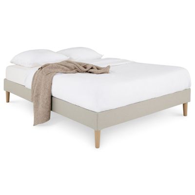 Sommier tapissier BREST 160 x 200 cm revêtement tissu - Beige