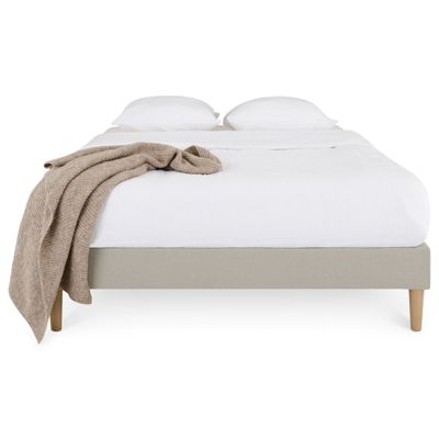 Sommier tapissier BREST 160 x 200 cm revêtement tissu - Beige