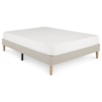 Sommier tapissier BREST 160 x 200 cm revêtement tissu - Beige