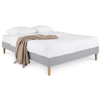 Sommier tapissier BREST 160 x 200 cm revêtement tissu - Gris