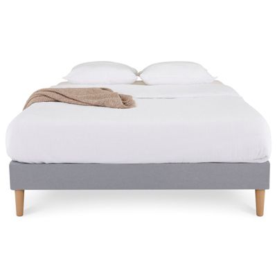 Sommier tapissier BREST 160 x 200 cm revêtement tissu - Gris