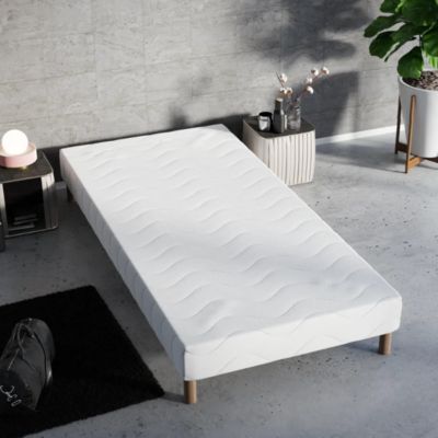 Sommier Tapissier First 90x200 cm Hauteur 30 cm 12 Lattes Fixes Pin Massif 4 Pieds Offerts Fabrication Française