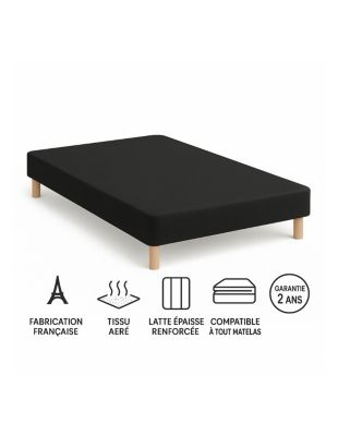 SOMMIER TAPISSIER NOIR 140x190 cm FABRICATION FRANÇAISE ARTISANALE PIEDS OFFERTS HAUTEUR avec PIEDS 27 cm