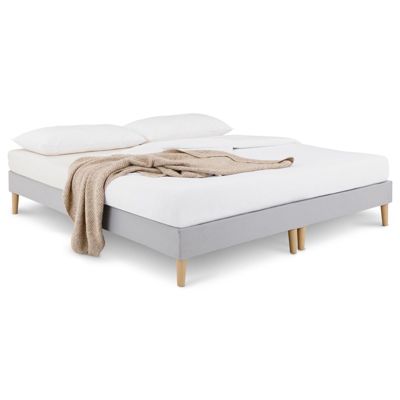 Sommier tapissier RENNES 180 x 200 cm revêtement tissu - Gris
