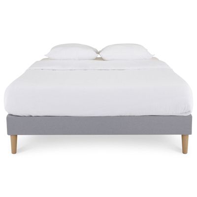 Sommier tapissier VANNES 120 x 190 cm revêtement tissu - Gris