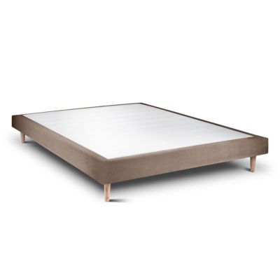 Sommier Tapissier Velours Taupe 160x200 H29cm